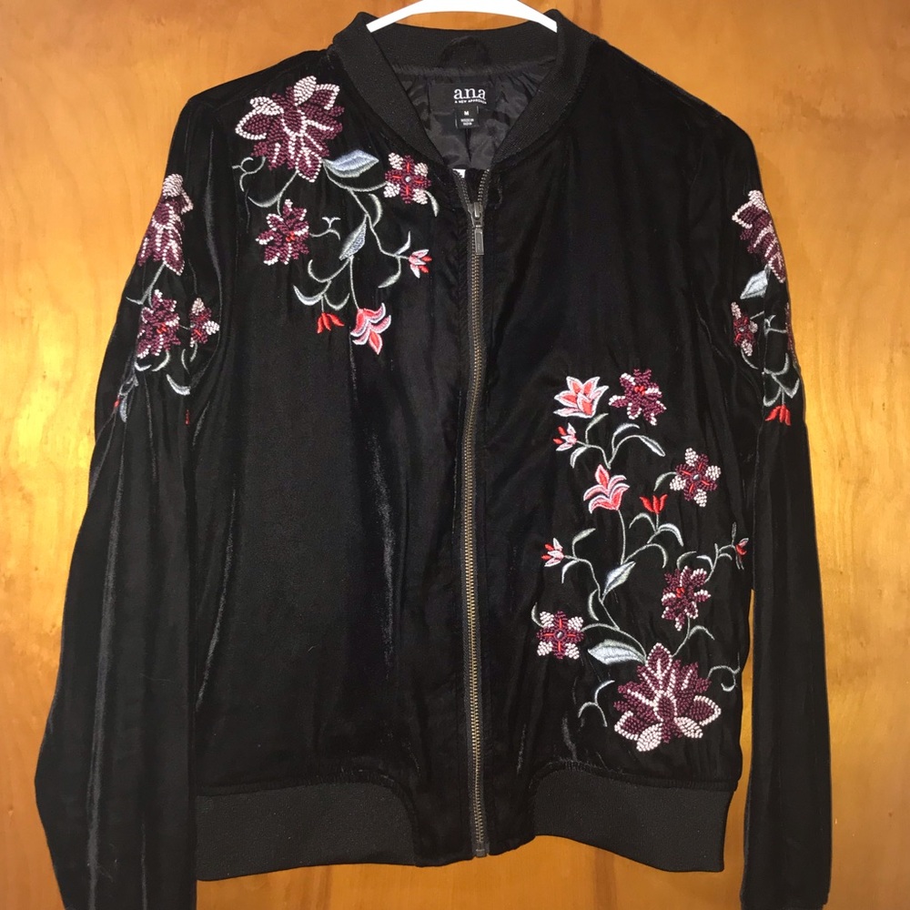 Velour Floral Bomber Jacket